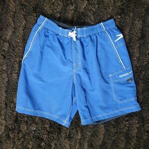Speedo Mens Swim Trunks Boards Pants Blue Sz L